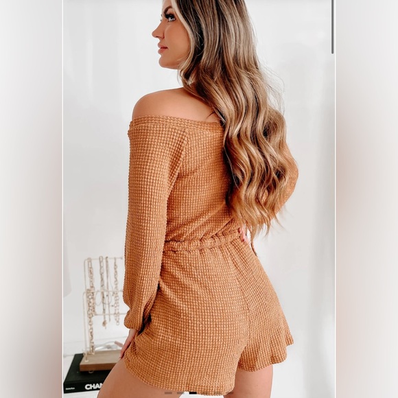 NANAMACS | Camel Waffle Knit Romper - Picture 3 of 5